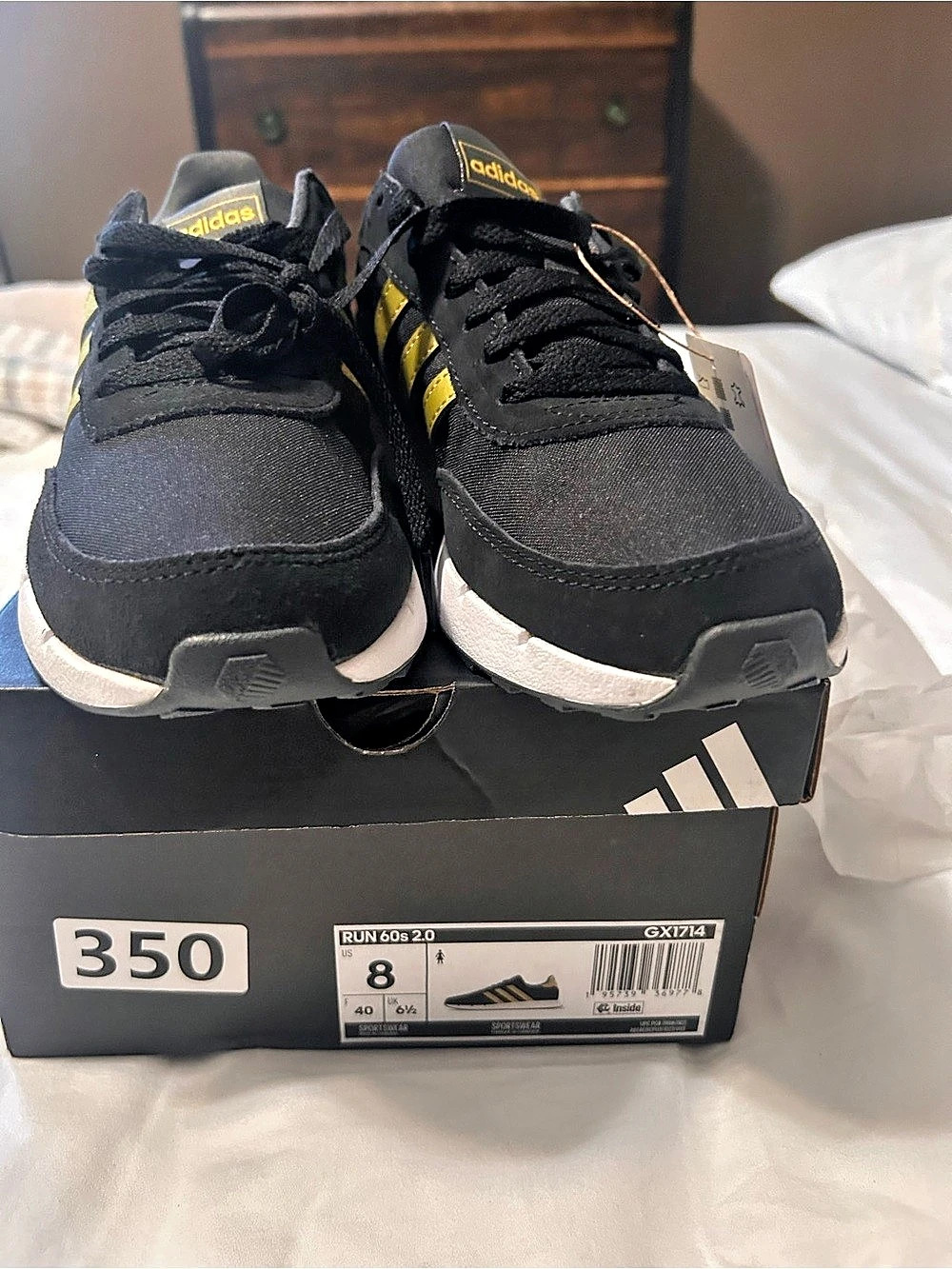 adidas Run 60s 2.0 Woman’s Sneakers Black & Gold US 8